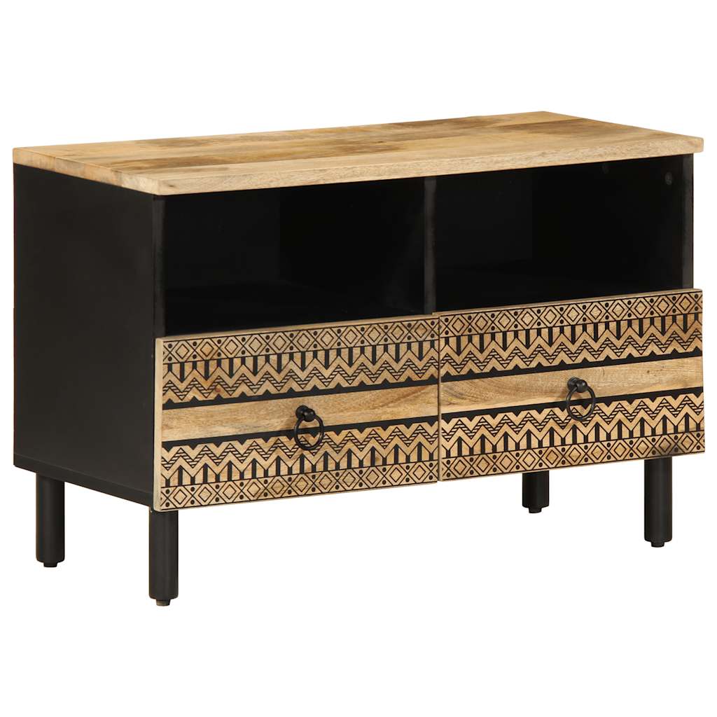 Meuble TV noir 70x33,5x46 cm bois massif manguier brut - XIOS