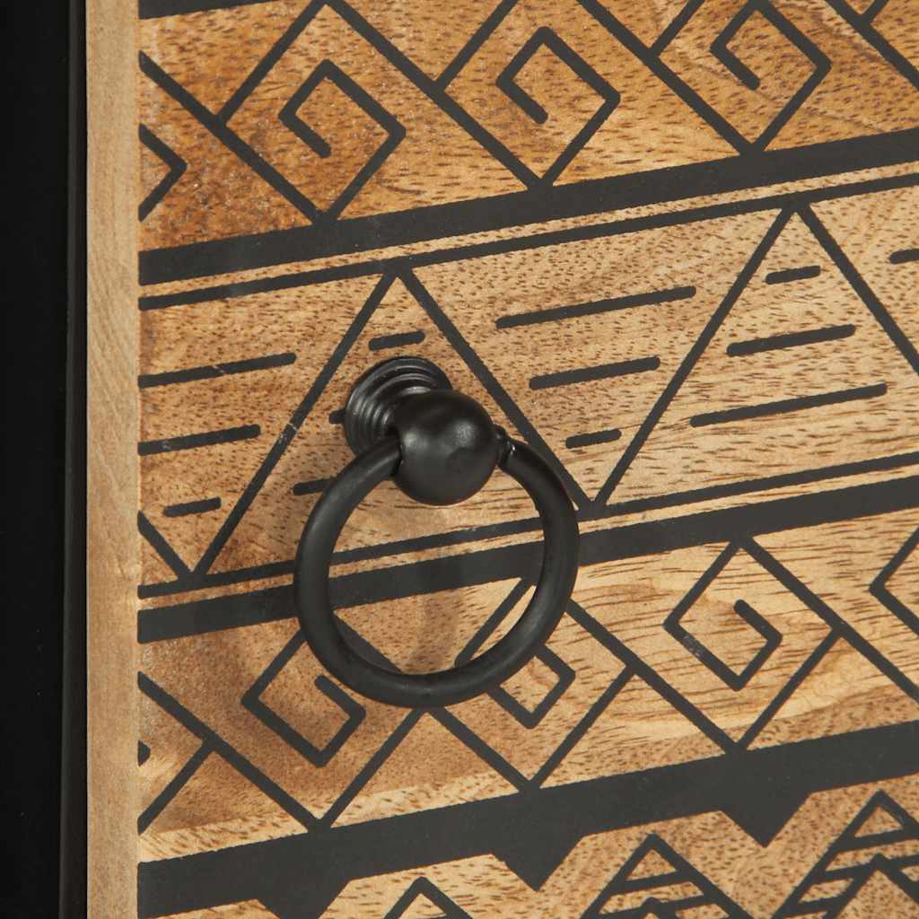 Table basse noir 80x50x40 cm bois de manguier massif brut - XIOS