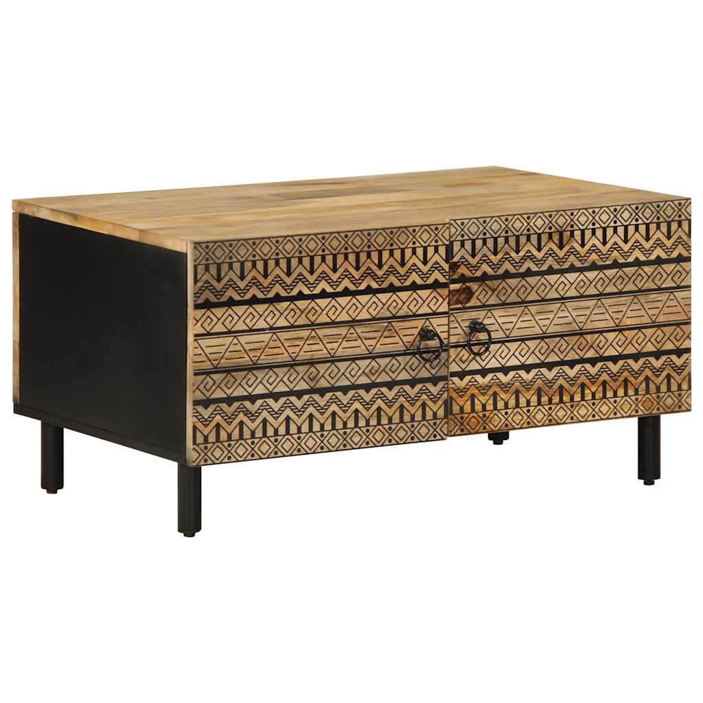 Table basse noir 80x50x40 cm bois de manguier massif brut - XIOS