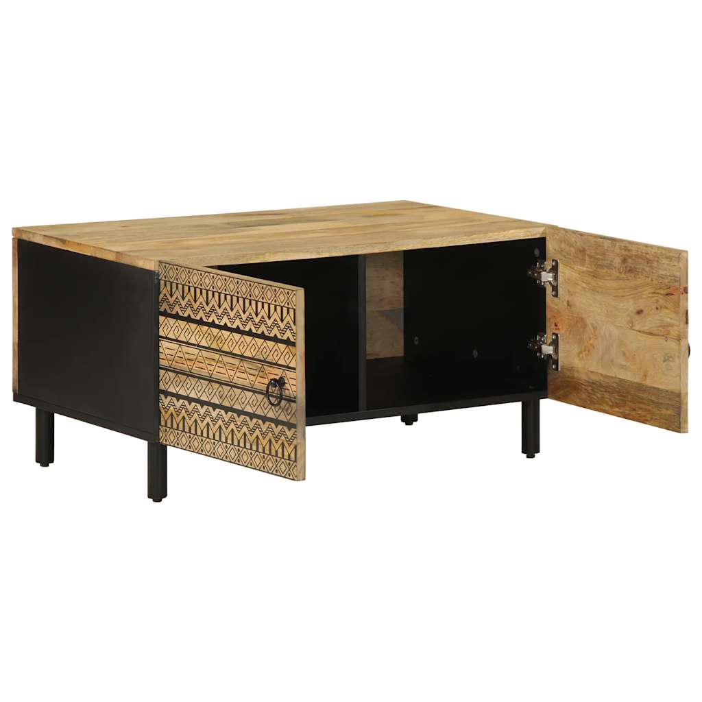 Table basse noir 80x50x40 cm bois de manguier massif brut - XIOS