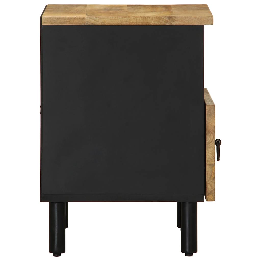 Table de chevet noir 40x33x46 cm bois de manguier massif brut - XIOS