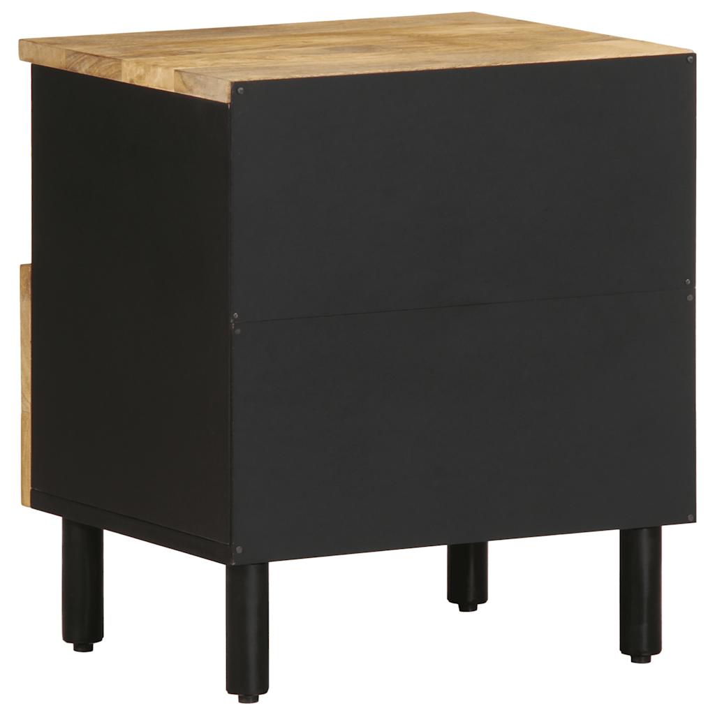 Table de chevet noir 40x33x46 cm bois de manguier massif brut - XIOS