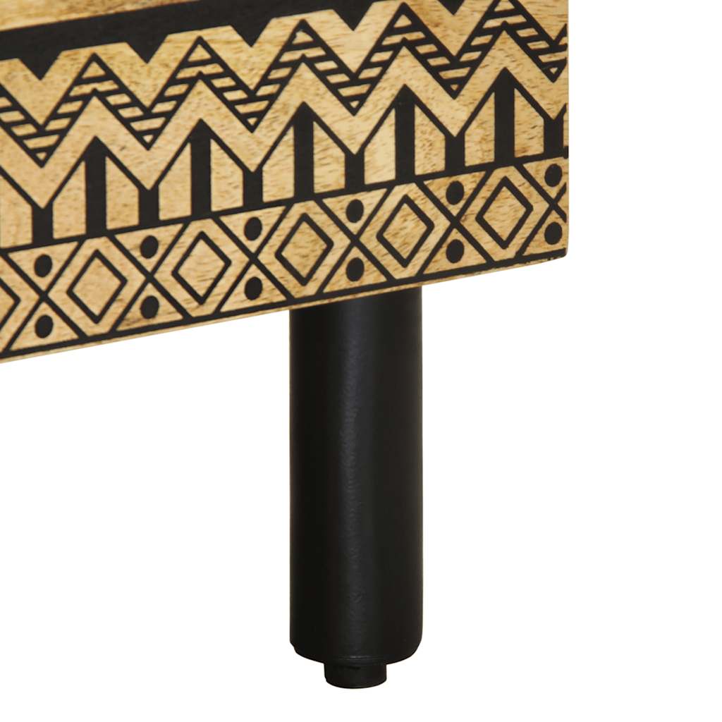 Table de chevet noir 40x33x46 cm bois de manguier massif brut - XIOS