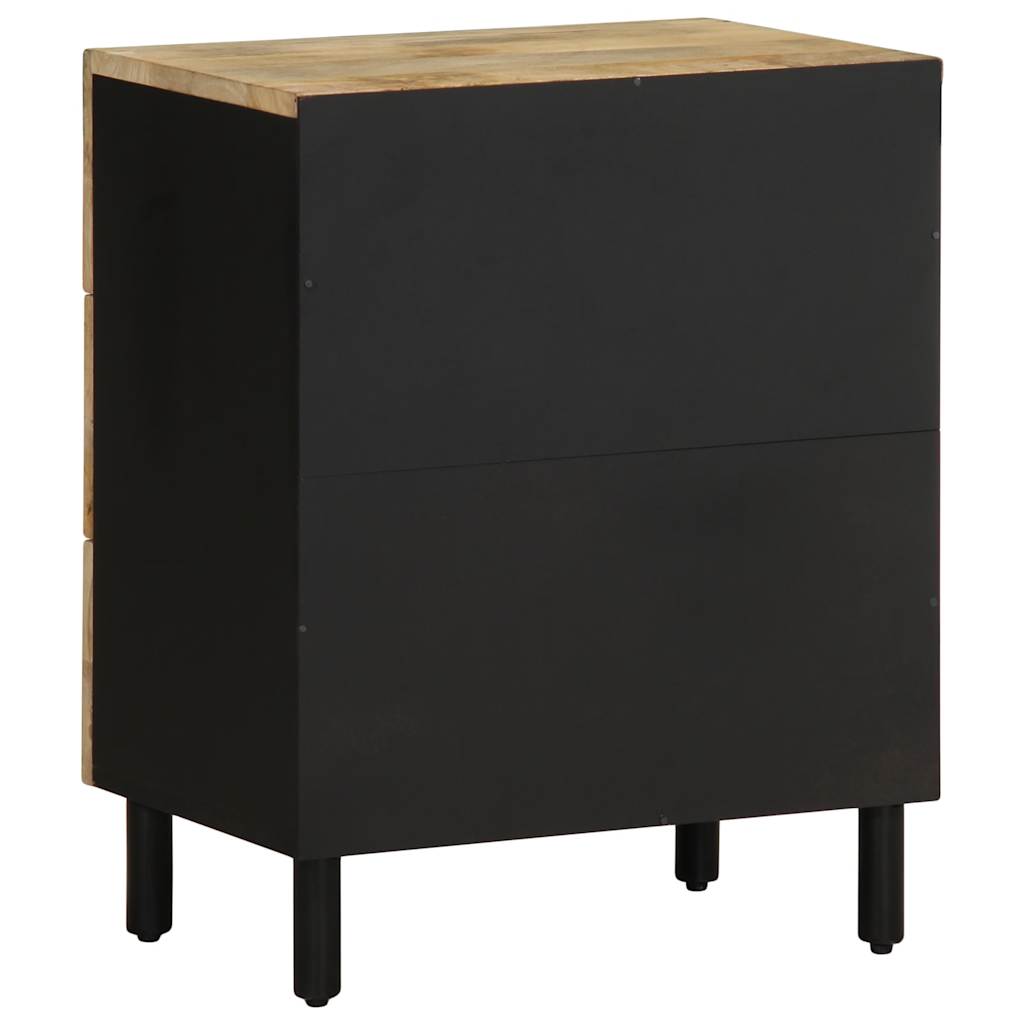 Table de chevet noir 50x33x62 cm bois de manguier massif brut - XIOS