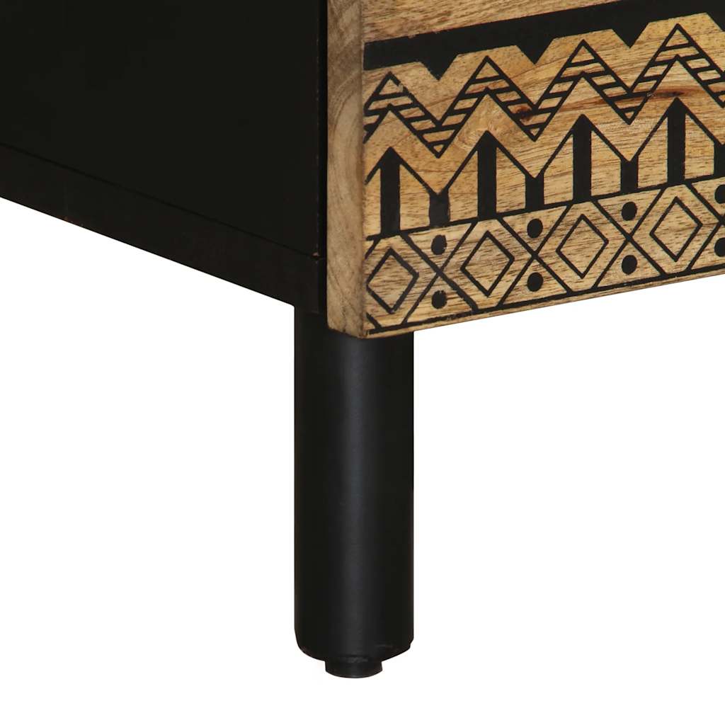 Table de chevet noir 50x33x62 cm bois de manguier massif brut - XIOS