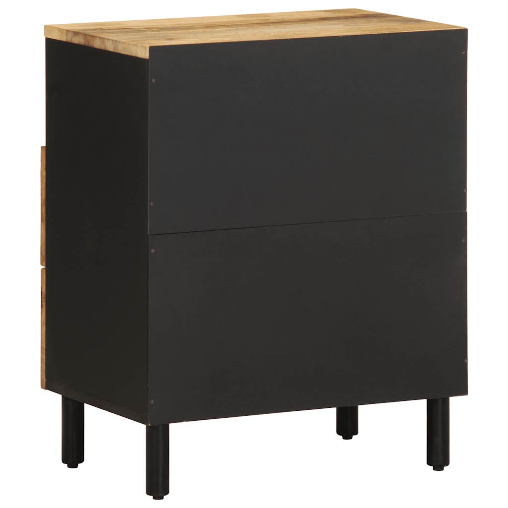 Table de chevet noir 50x33x62 cm bois de manguier massif brut - XIOS