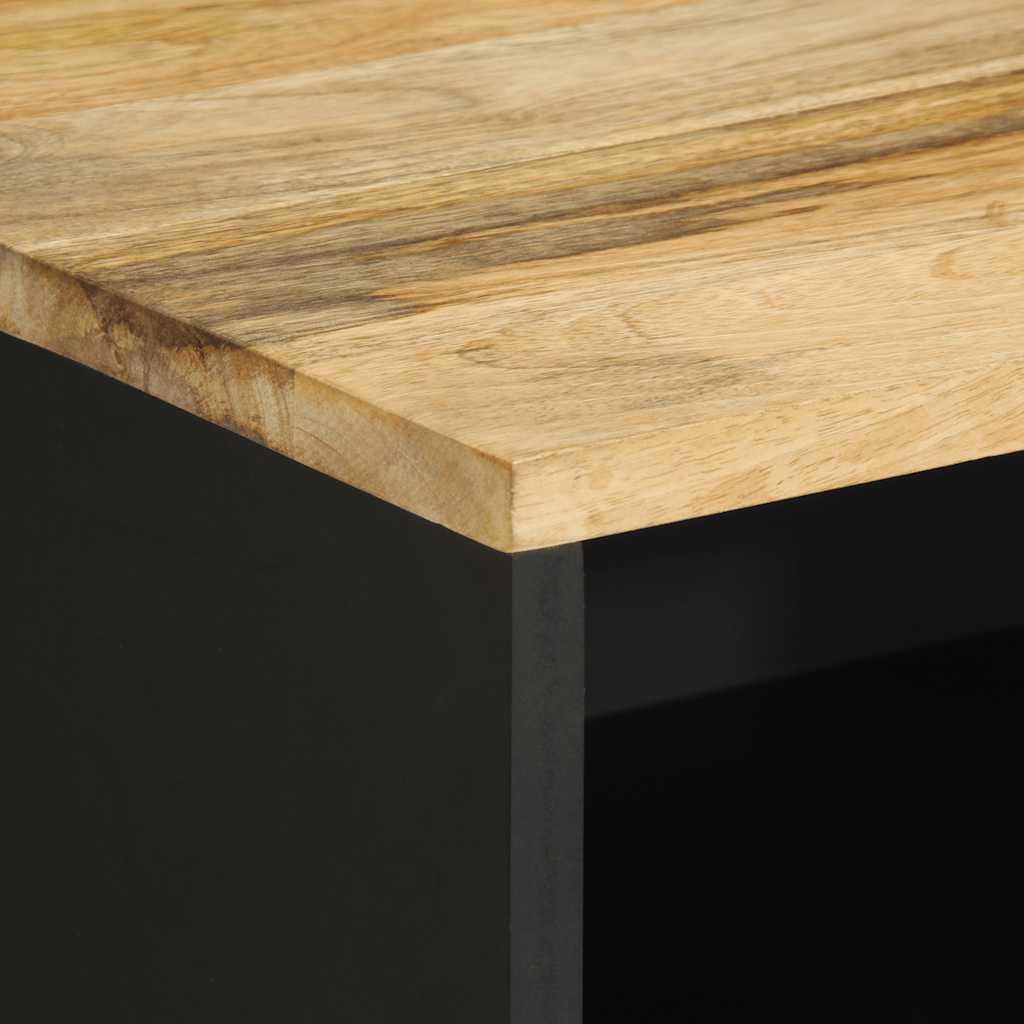 Table de chevet noir 50x33x62 cm bois de manguier massif brut - XIOS