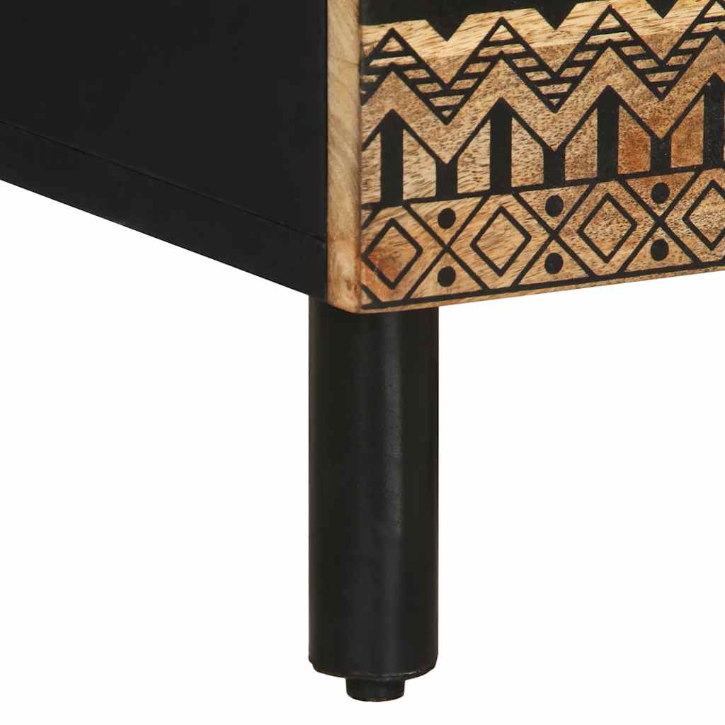 Table de chevet noir 50x33x62 cm bois de manguier massif brut - XIOS