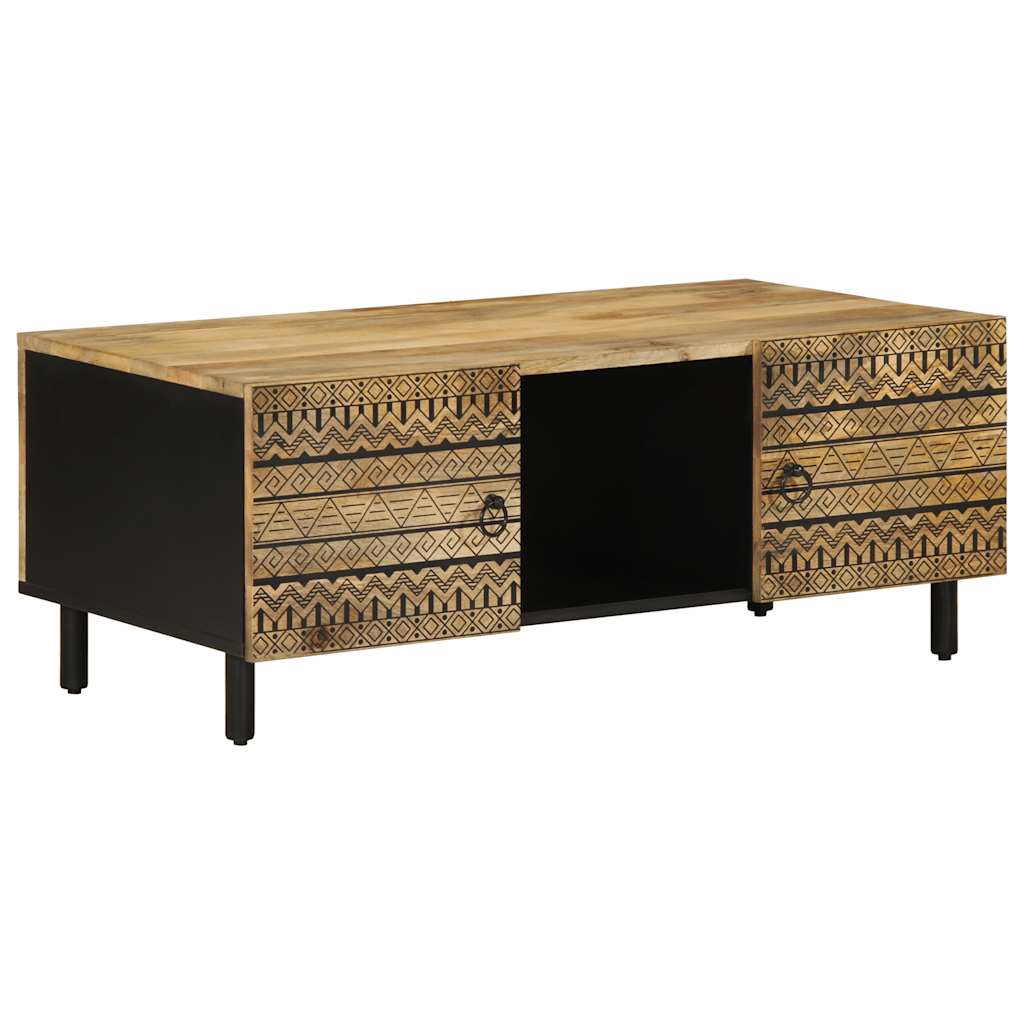 Table basse noir 100x54x40 cm bois massif de manguier brut - XIOS