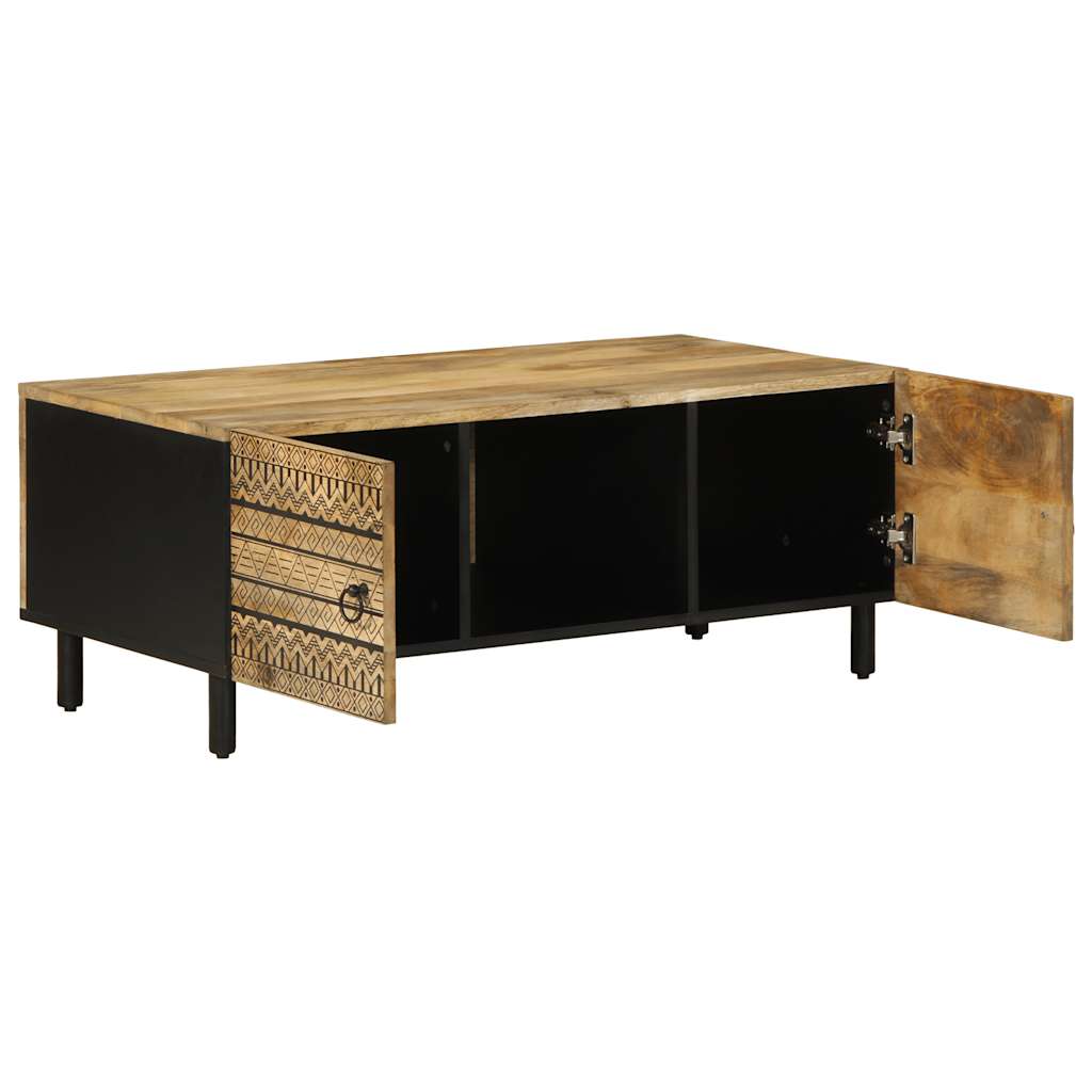 Table basse noir 100x54x40 cm bois massif de manguier brut - XIOS