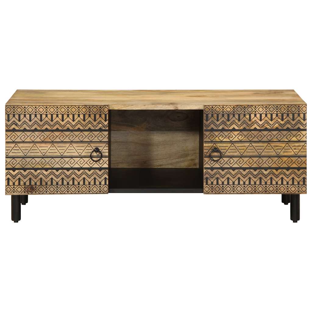 Table basse noir 100x54x40 cm bois massif de manguier brut - XIOS