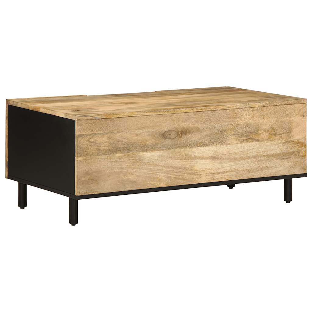 Table basse noir 100x54x40 cm bois massif de manguier brut - XIOS
