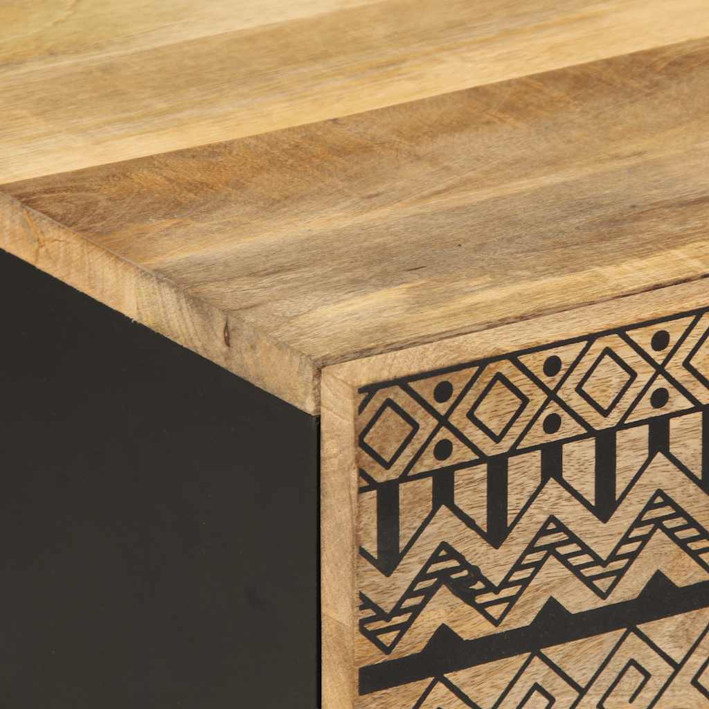 Table basse noir 100x54x40 cm bois massif de manguier brut - XIOS