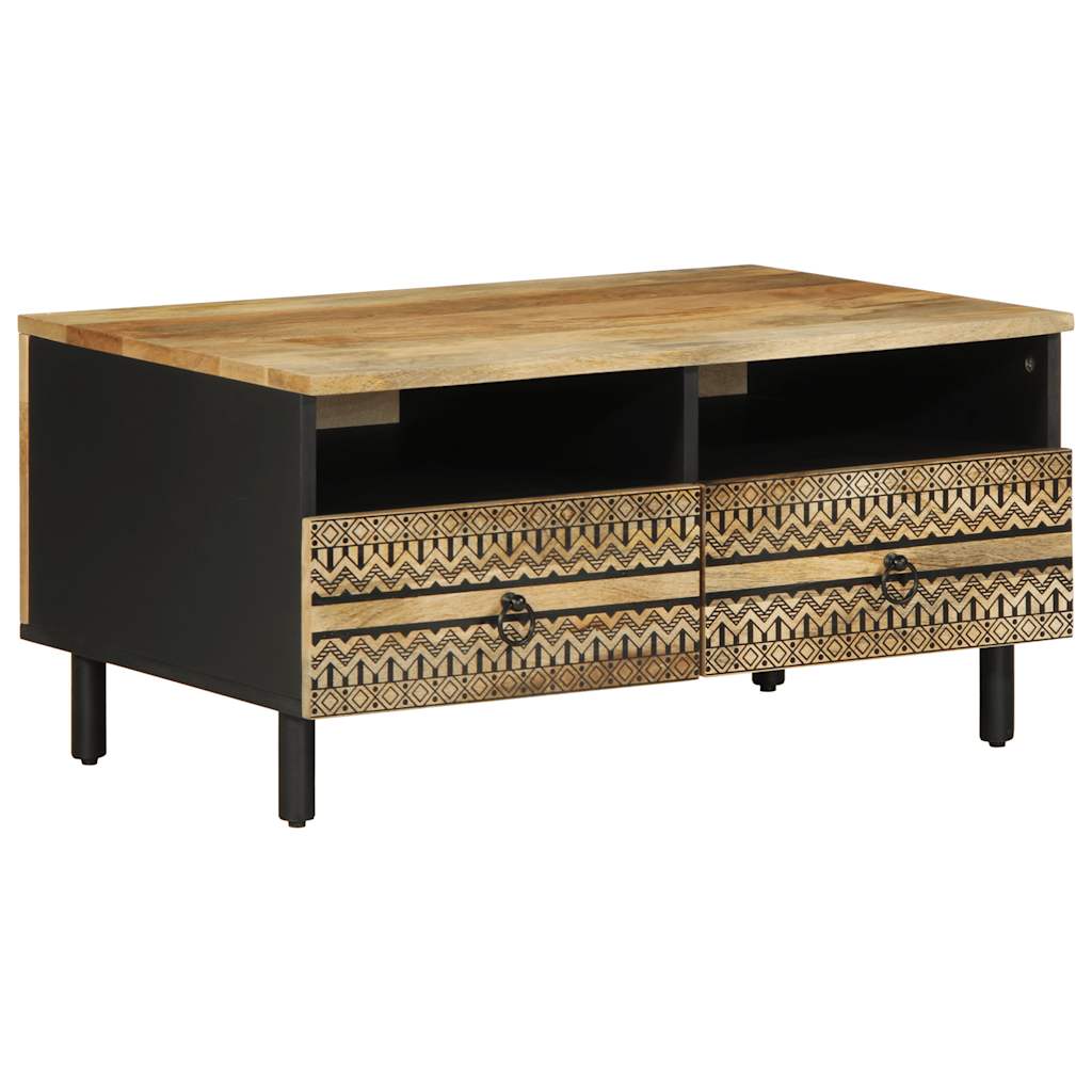 Table basse noir 80x54x40 cm bois massif de manguier brut - XIOS