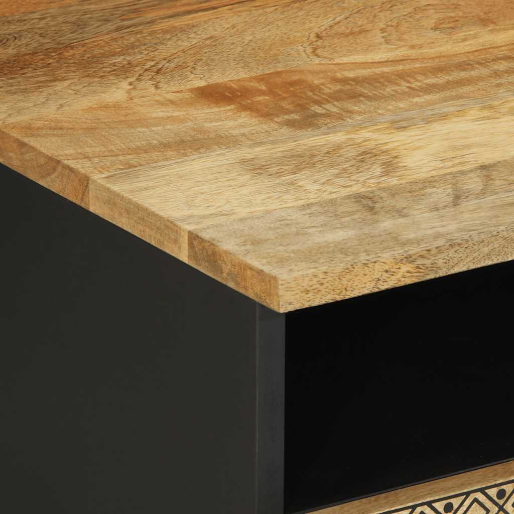 Table basse noir 80x54x40 cm bois massif de manguier brut - XIOS