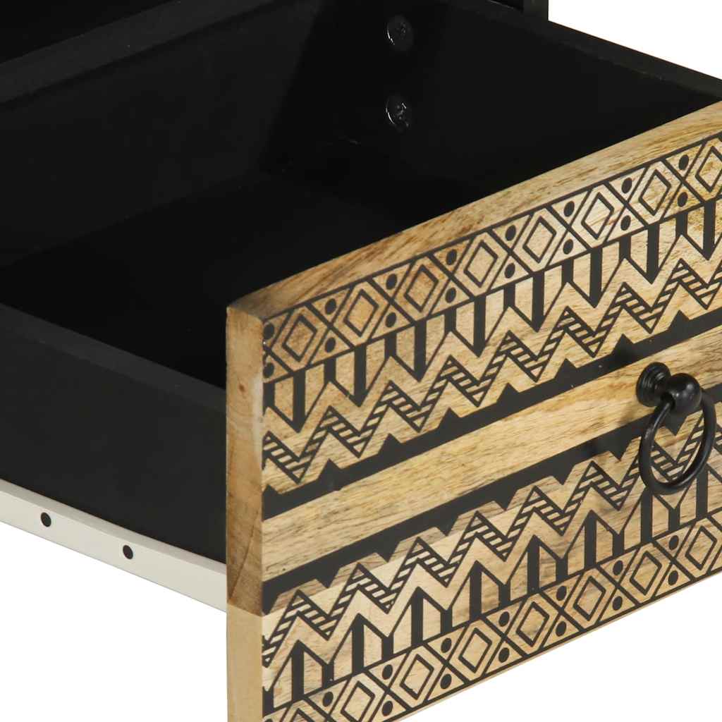Table basse noir 80x54x40 cm bois massif de manguier brut - XIOS