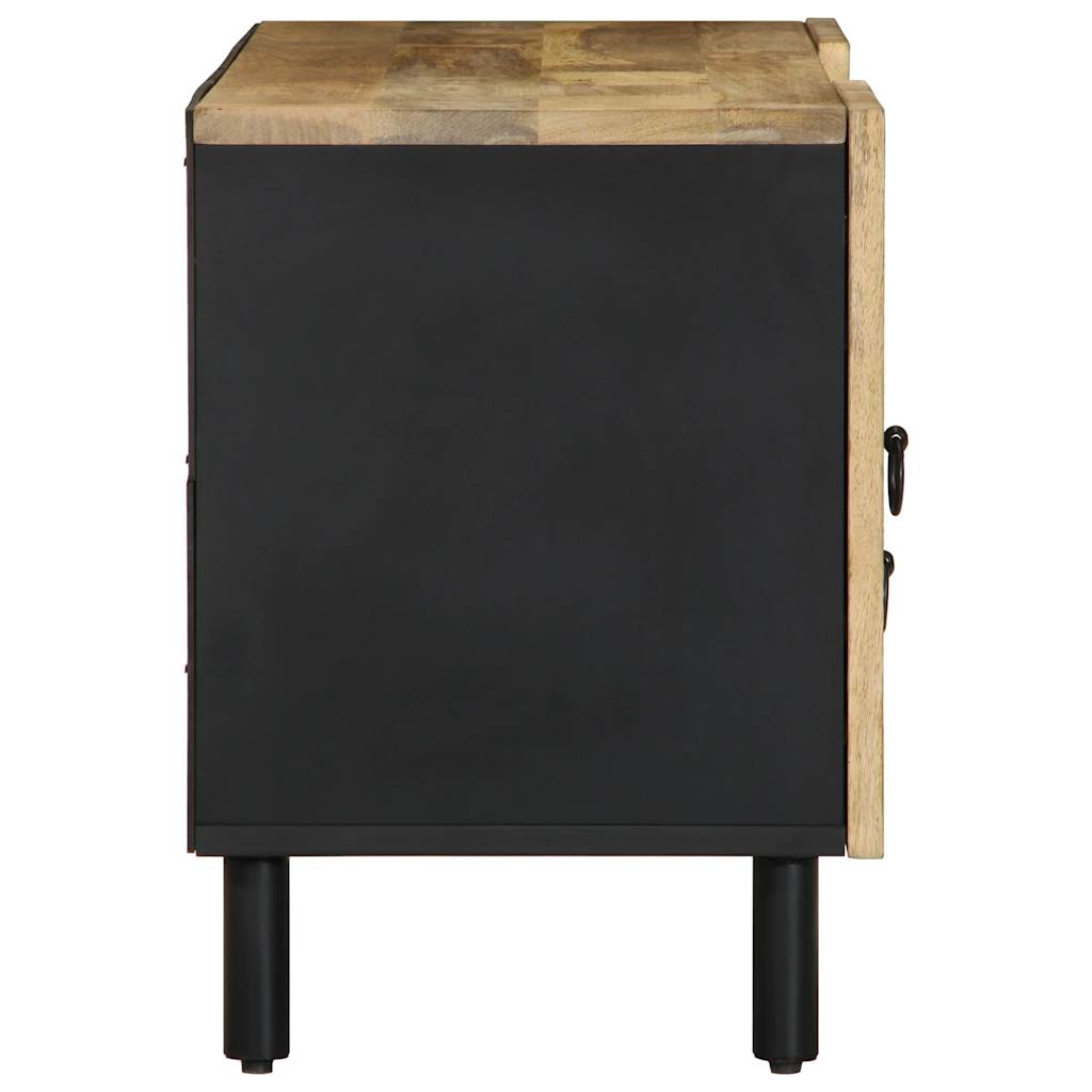 Meuble TV noir 105x33,5x46 cm bois massif manguier brut - XIOS
