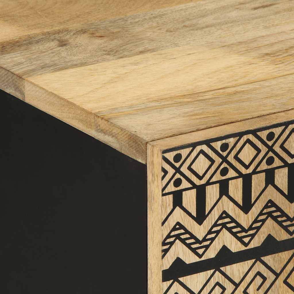 Meuble TV noir 105x33,5x46 cm bois massif manguier brut - XIOS