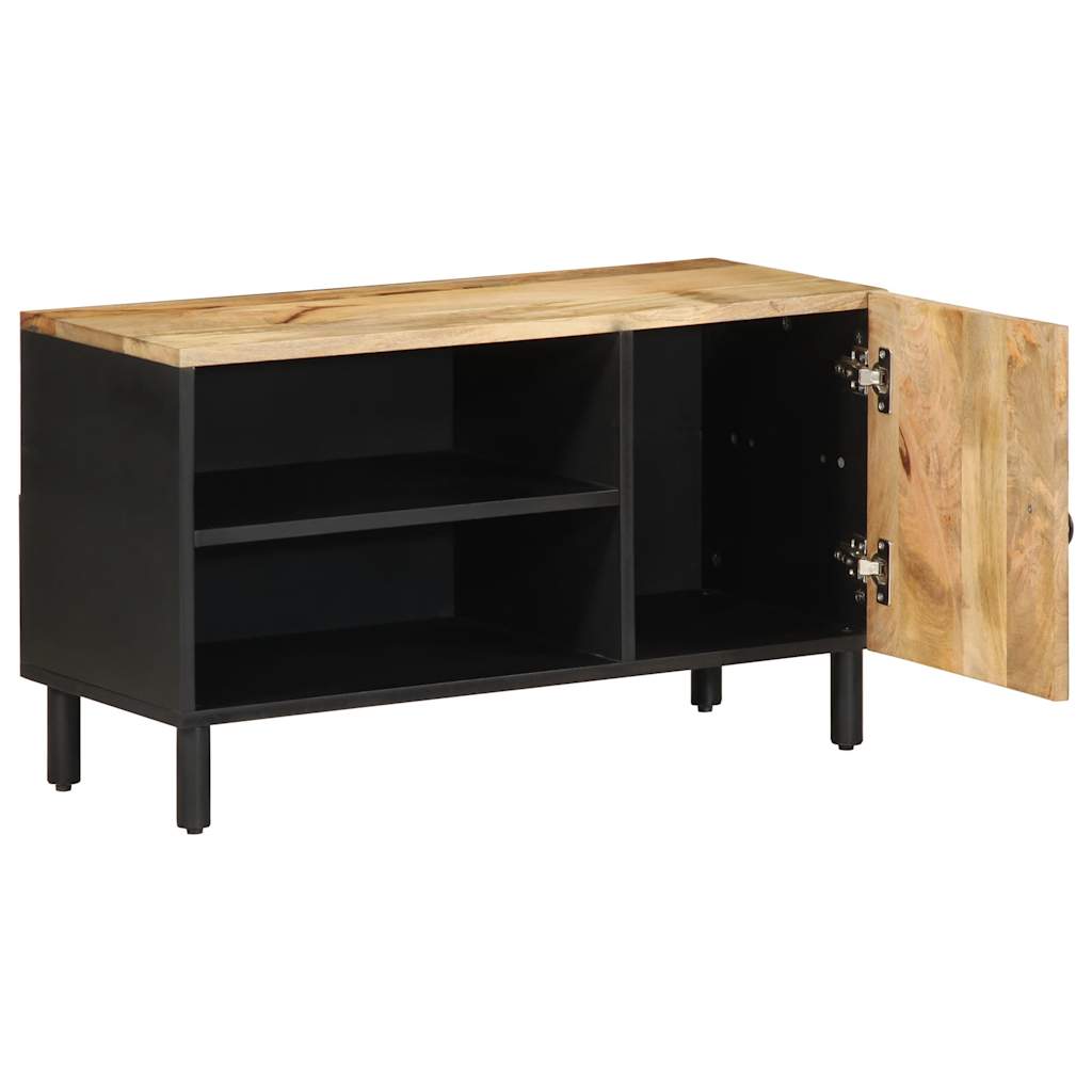 Meuble TV noir 80x33,5x46 cm bois massif manguier brut - XIOS