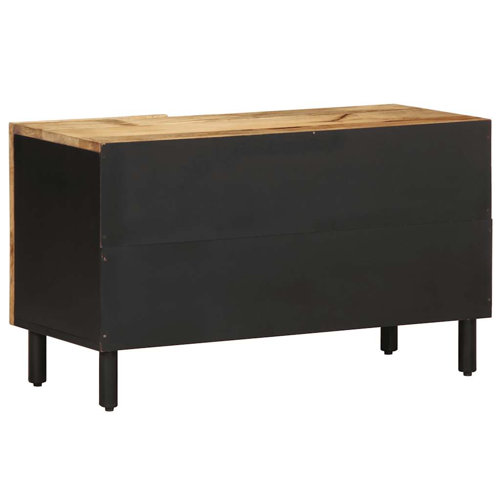 Meuble TV noir 80x33,5x46 cm bois massif manguier brut - XIOS