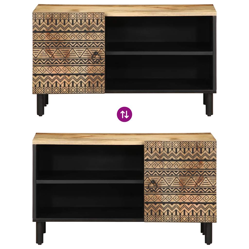 Meuble TV noir 80x33,5x46 cm bois massif manguier brut - XIOS