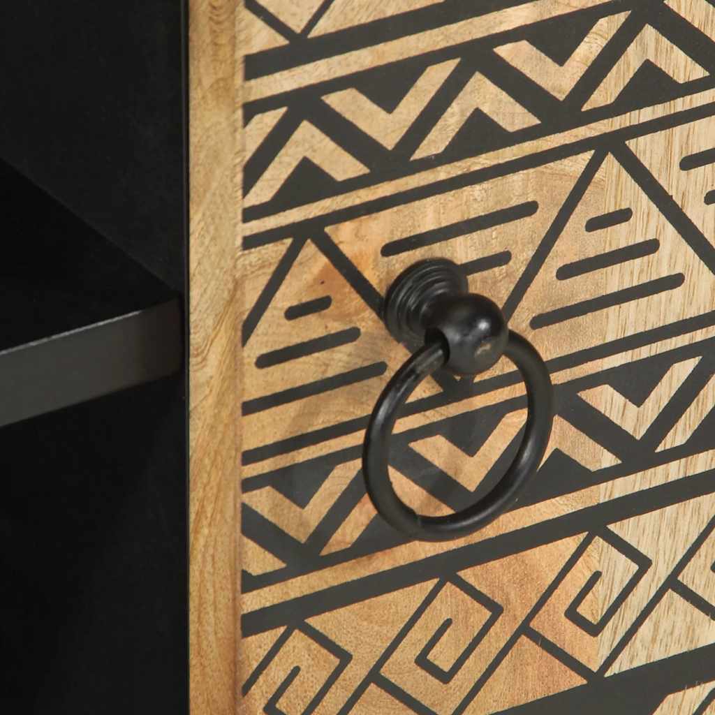 Meuble TV noir 80x33,5x46 cm bois massif manguier brut - XIOS