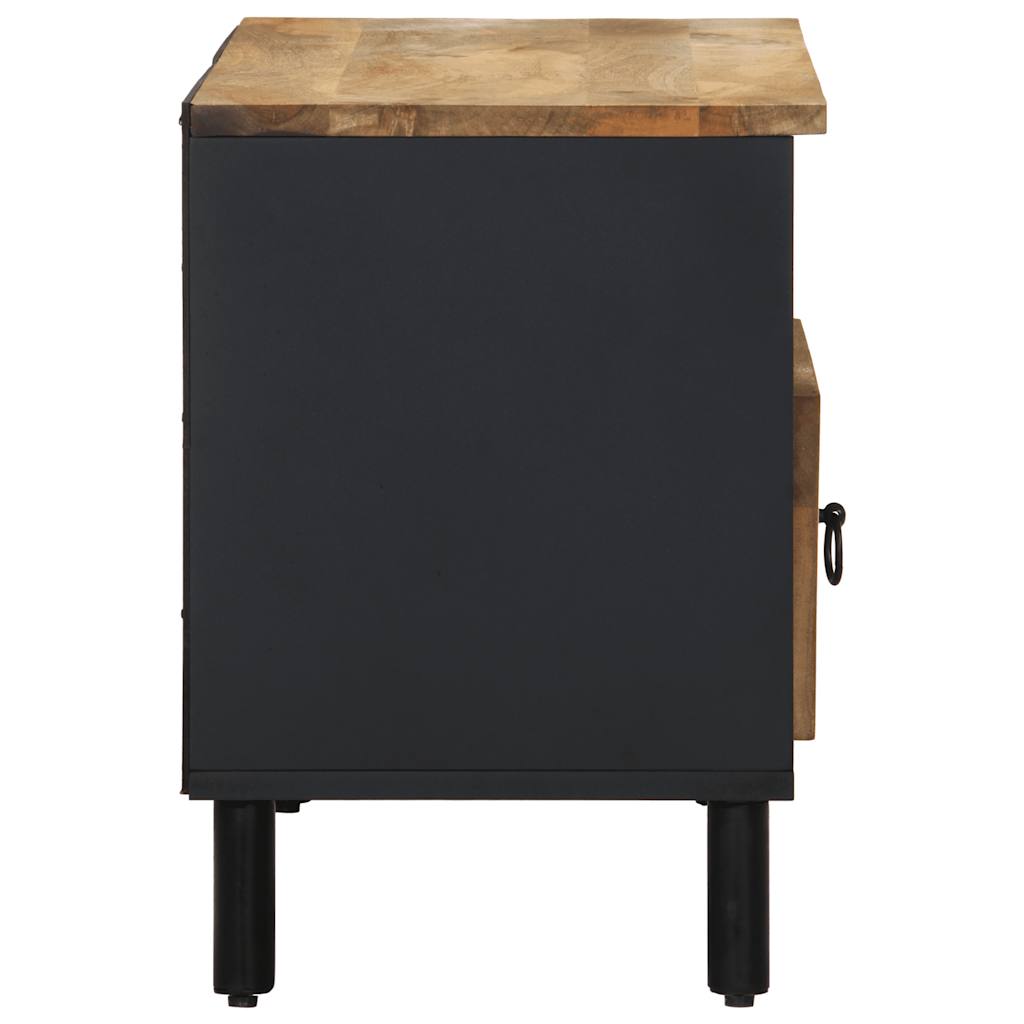 Meuble TV noir 80x33,5x46 cm bois massif manguier brut - XIOS