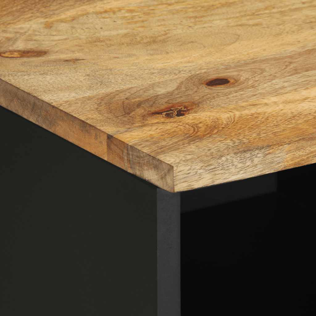 Meuble TV noir 80x33,5x46 cm bois massif manguier brut - XIOS