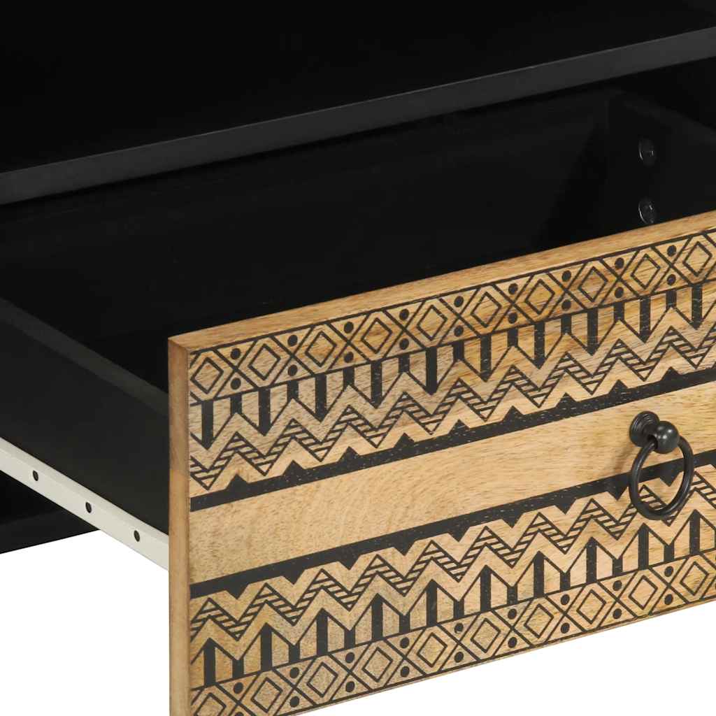 Meuble TV noir 80x33,5x46 cm bois massif manguier brut - XIOS