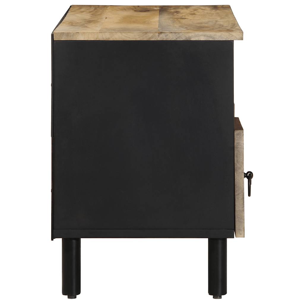 Meuble TV noir 100x33,5x46 cm bois massif manguier brut - XIOS