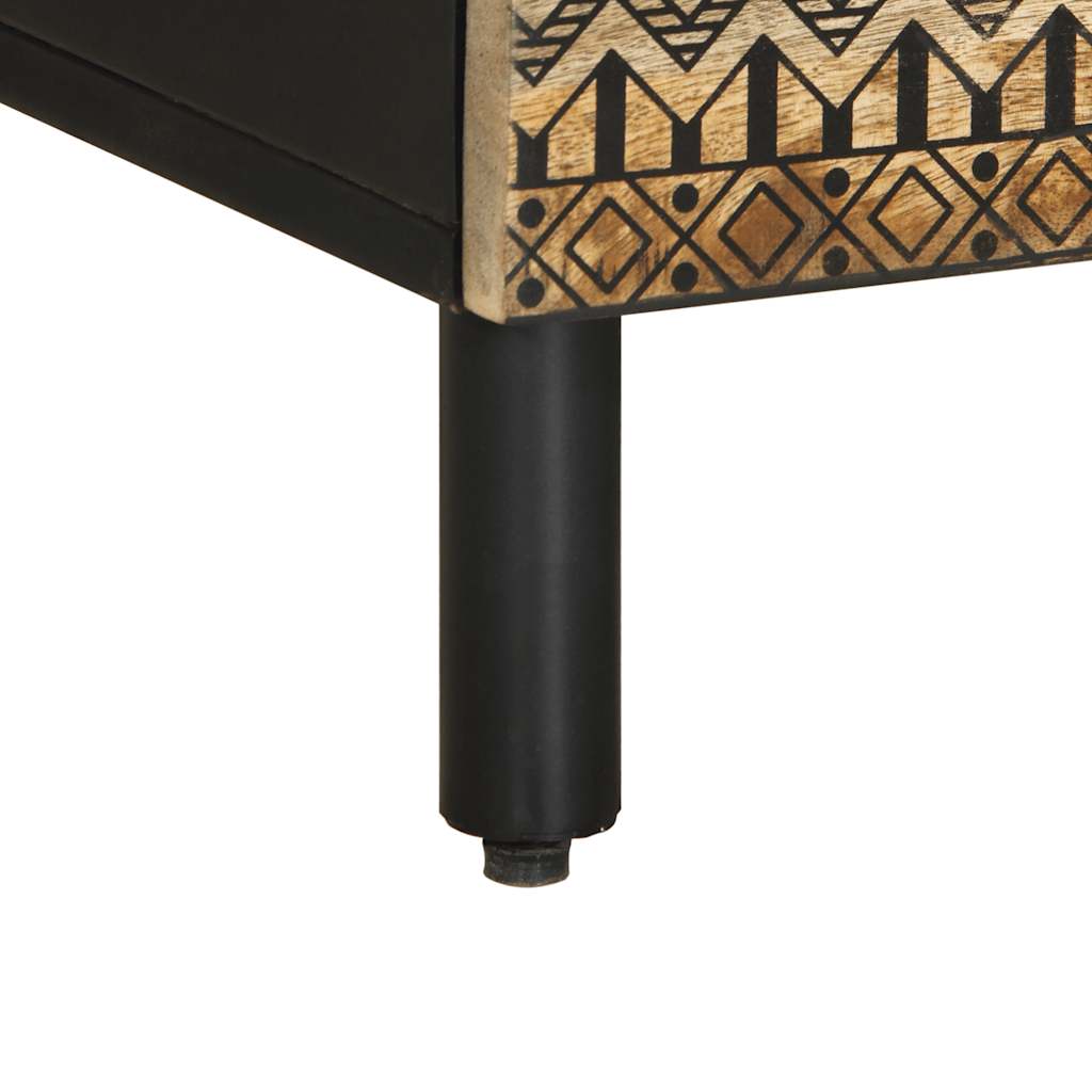 Meuble TV noir 100x33,5x46 cm bois massif manguier brut - XIOS