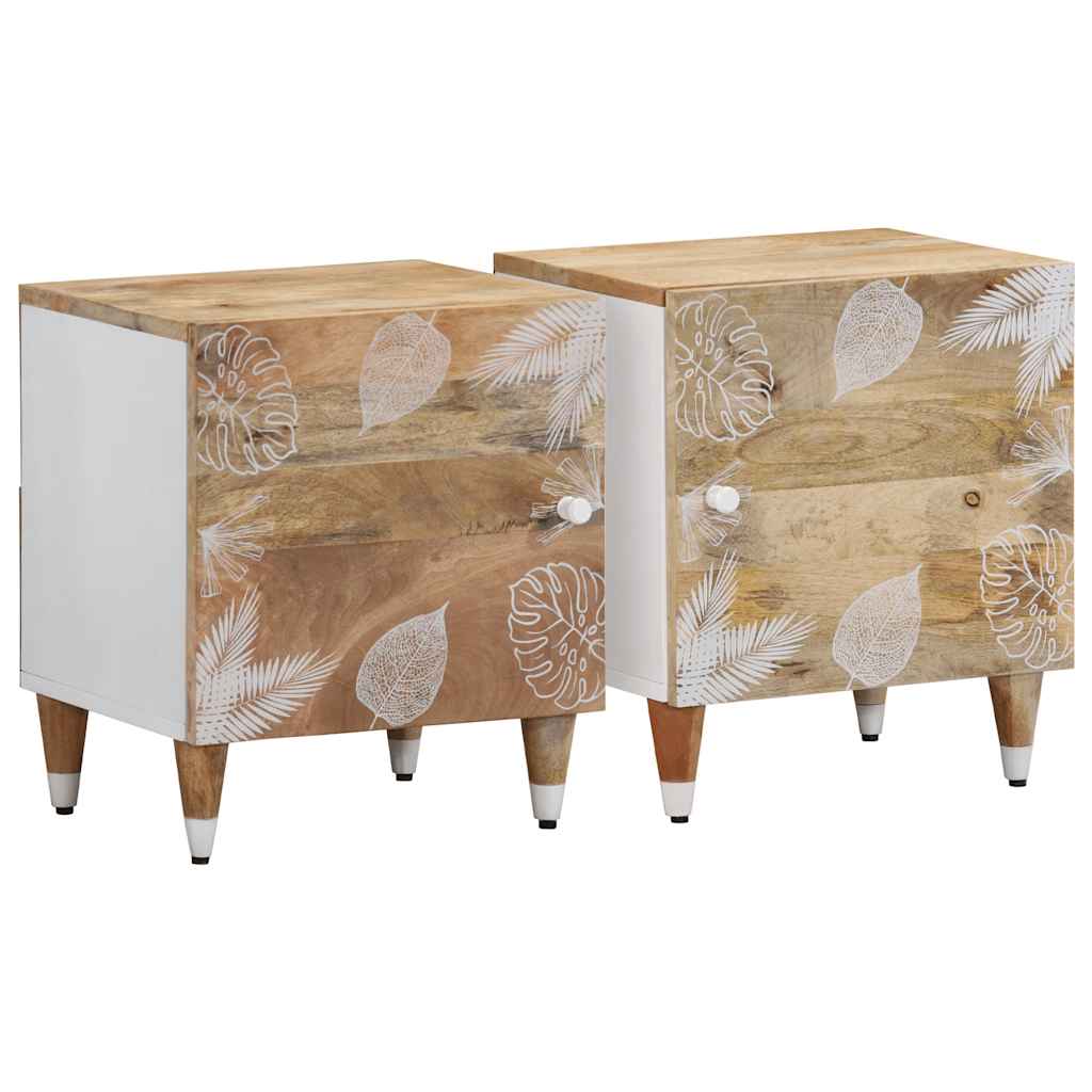 Tables de chevet 2 pcs 40x33,5x46 cm Bois de manguier solide - XIOS