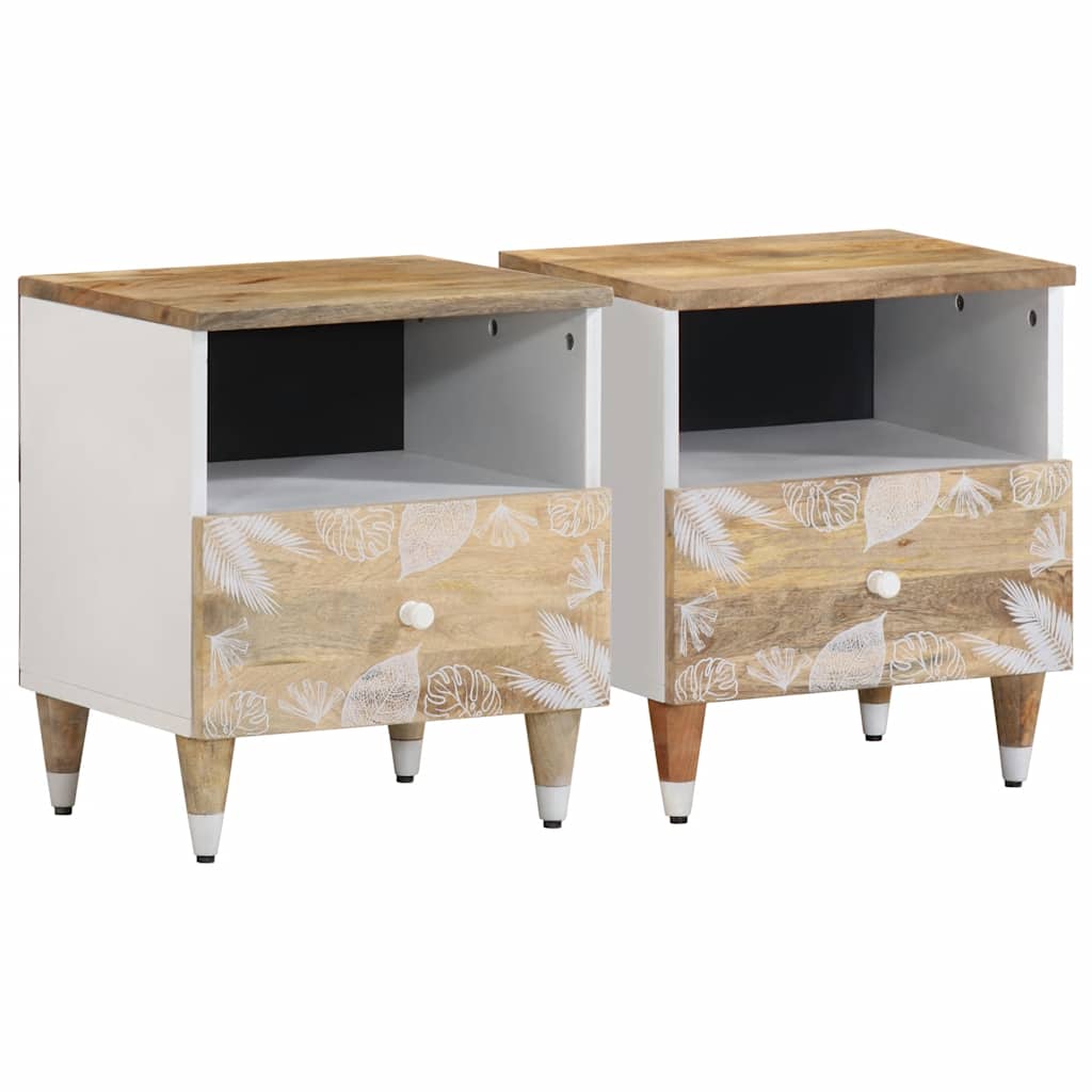 Tables de chevet 2 pcs 40x33x46 cm Bois de manguier solide - XIOS