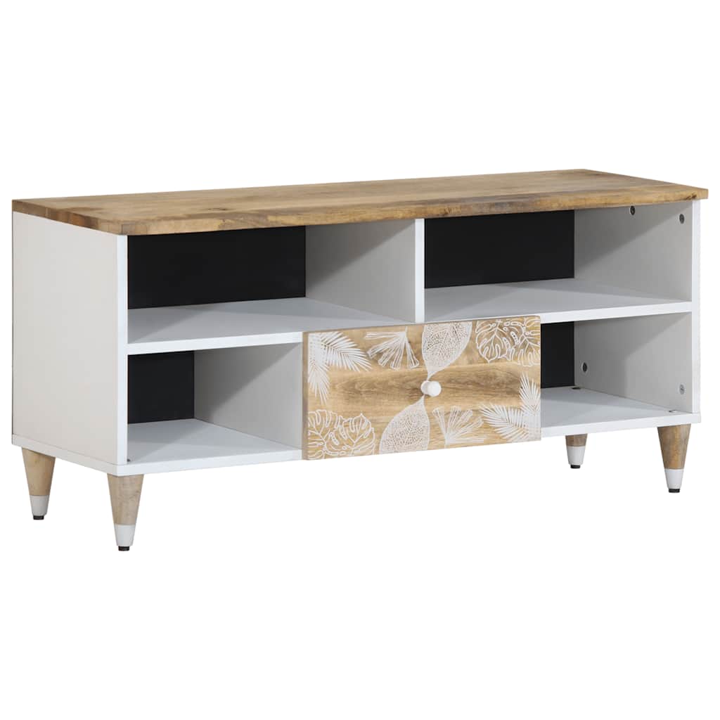 Meuble TV 100x33,5x46 cm bois massif de manguier - XIOS