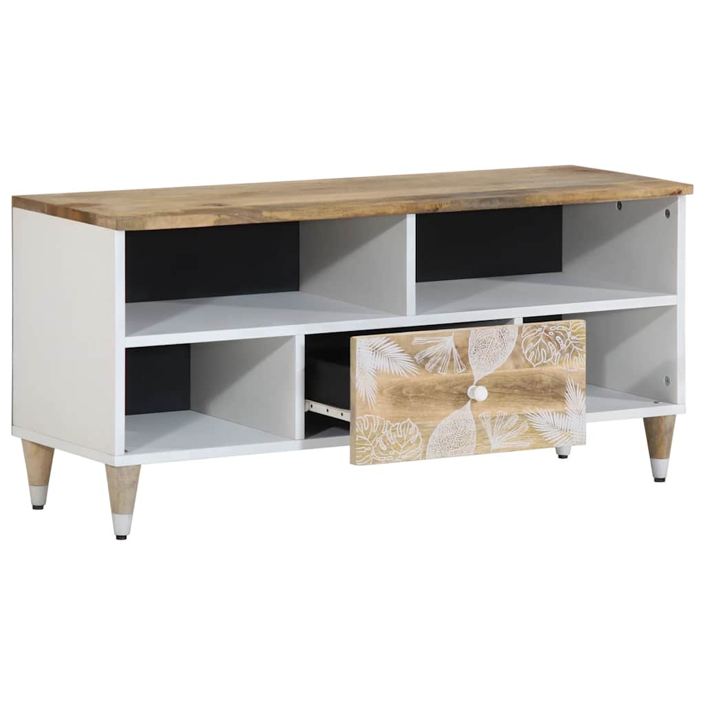 Meuble TV 100x33,5x46 cm bois massif de manguier - XIOS