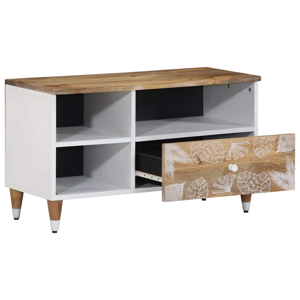 Meuble TV 80x33,5x46 cm bois massif de manguier - XIOS