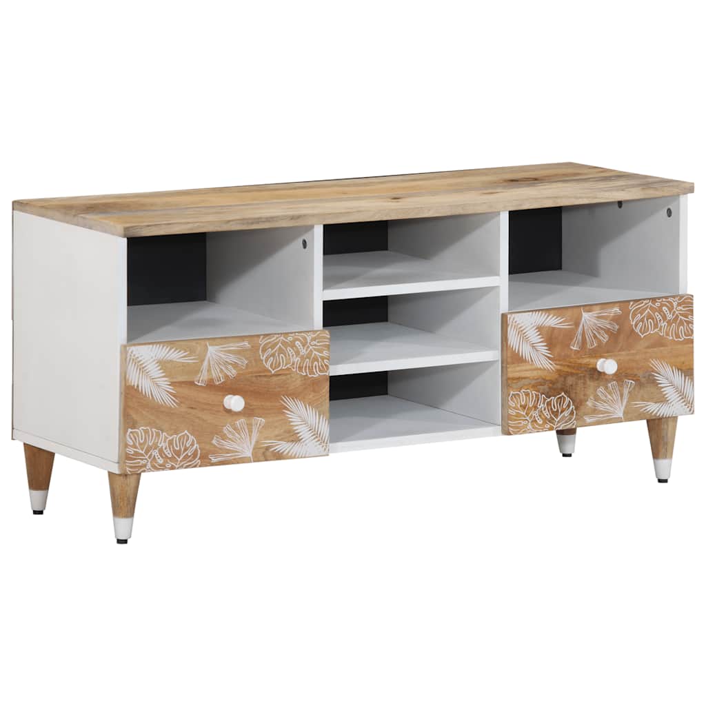 Meuble TV 100x33,5x46 cm bois massif de manguier - XIOS