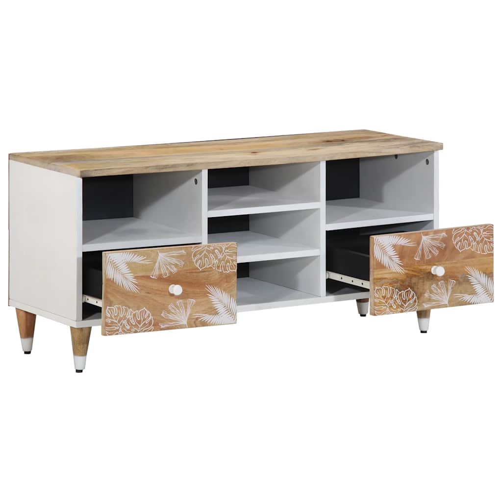 Meuble TV 100x33,5x46 cm bois massif de manguier - XIOS