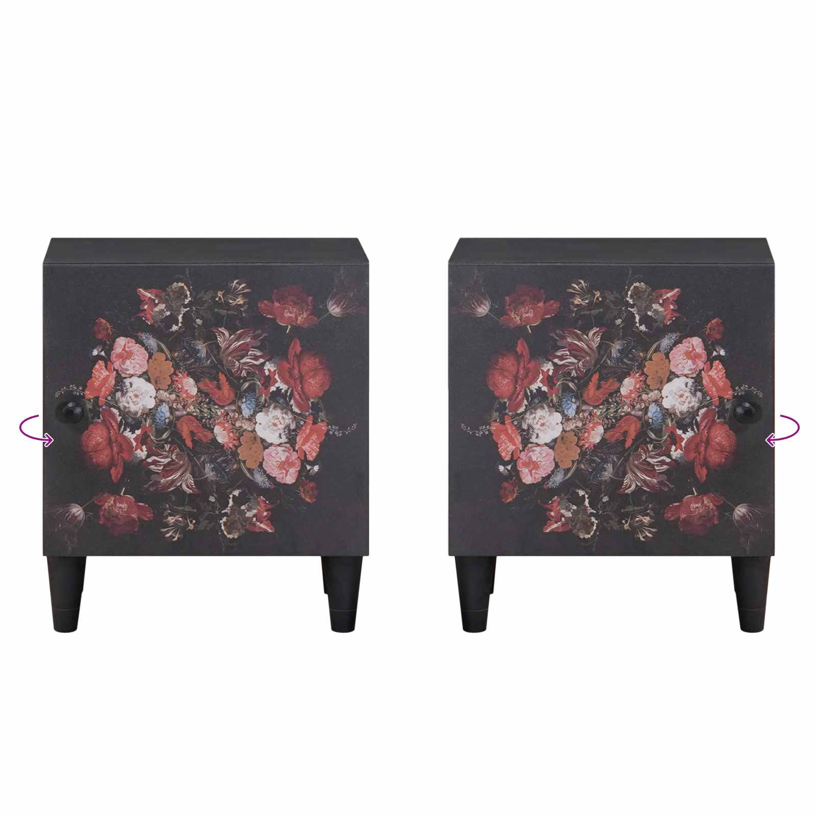 Cabinet de chevet avec porte 2 pcs Noir 40 x 33 x 46 cm - XIOS