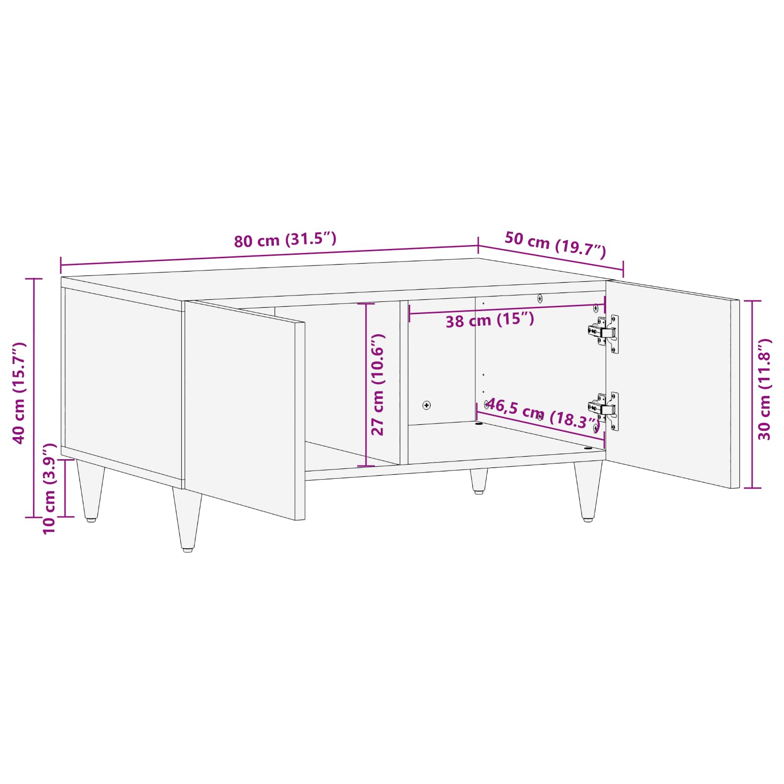 Table basse Multicolore 80 x 50 x 40 cm Bois de mangue massif - XIOS