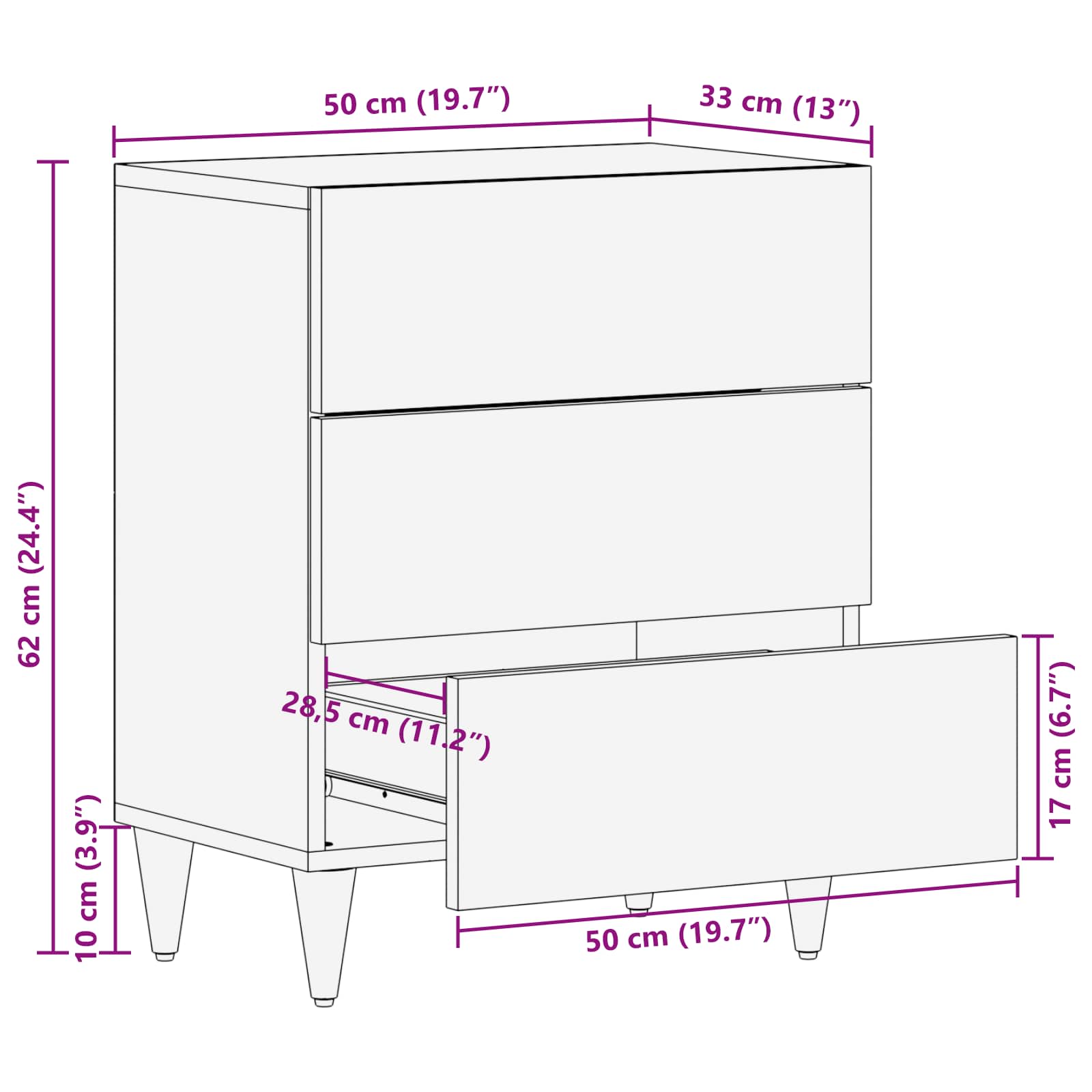 Table de chevet avec tiroir Multicolore 50 x 33 x 60 cm - XIOS