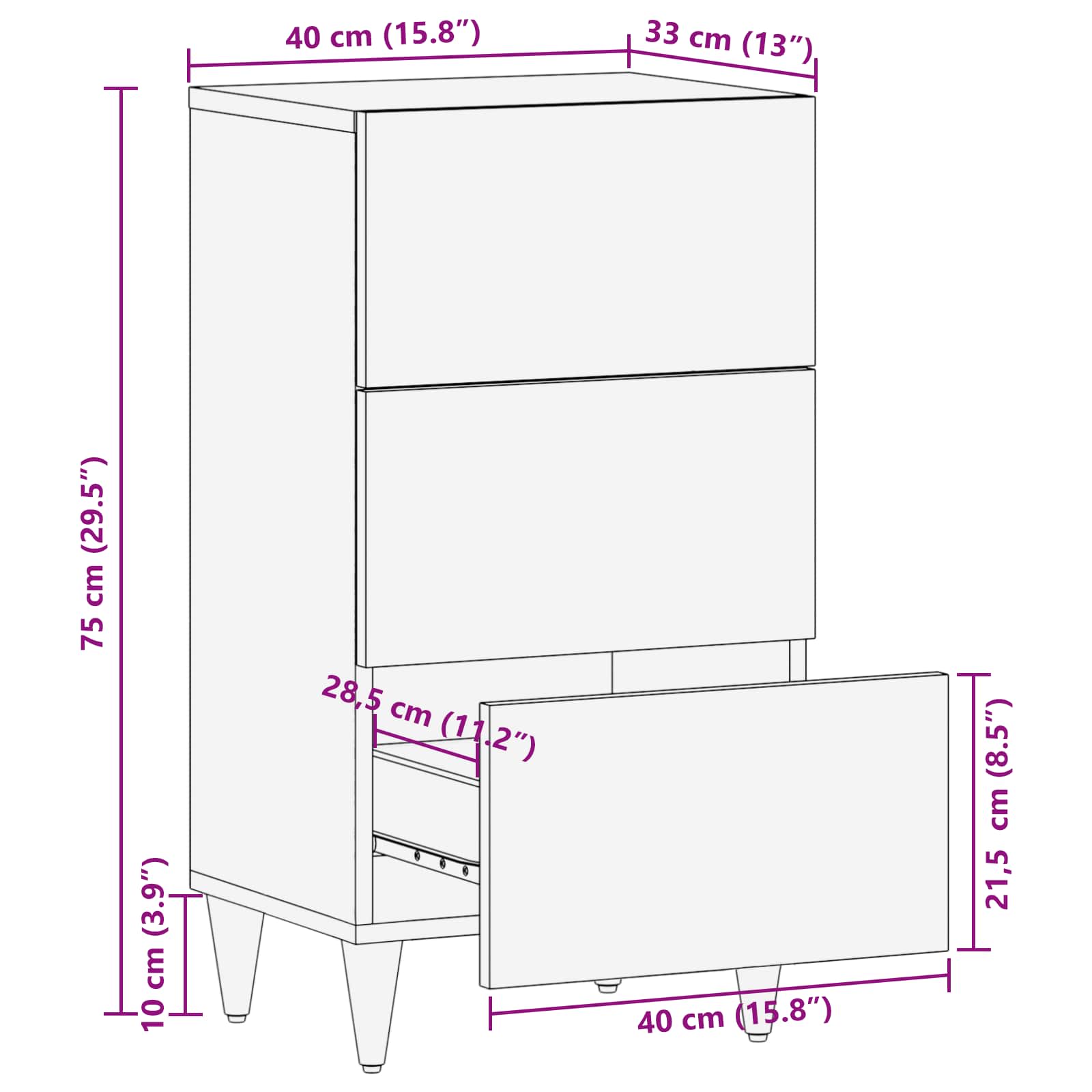Armoires de rangement avec tiroir Multicolore 40 x 33,5 x 75 cm - XIOS