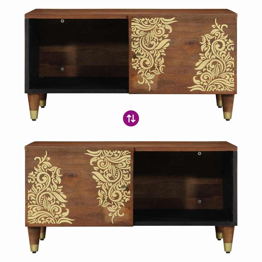 Table basse marron miel 80 x 50 x 40 cm bois de manguier massif - XIOS