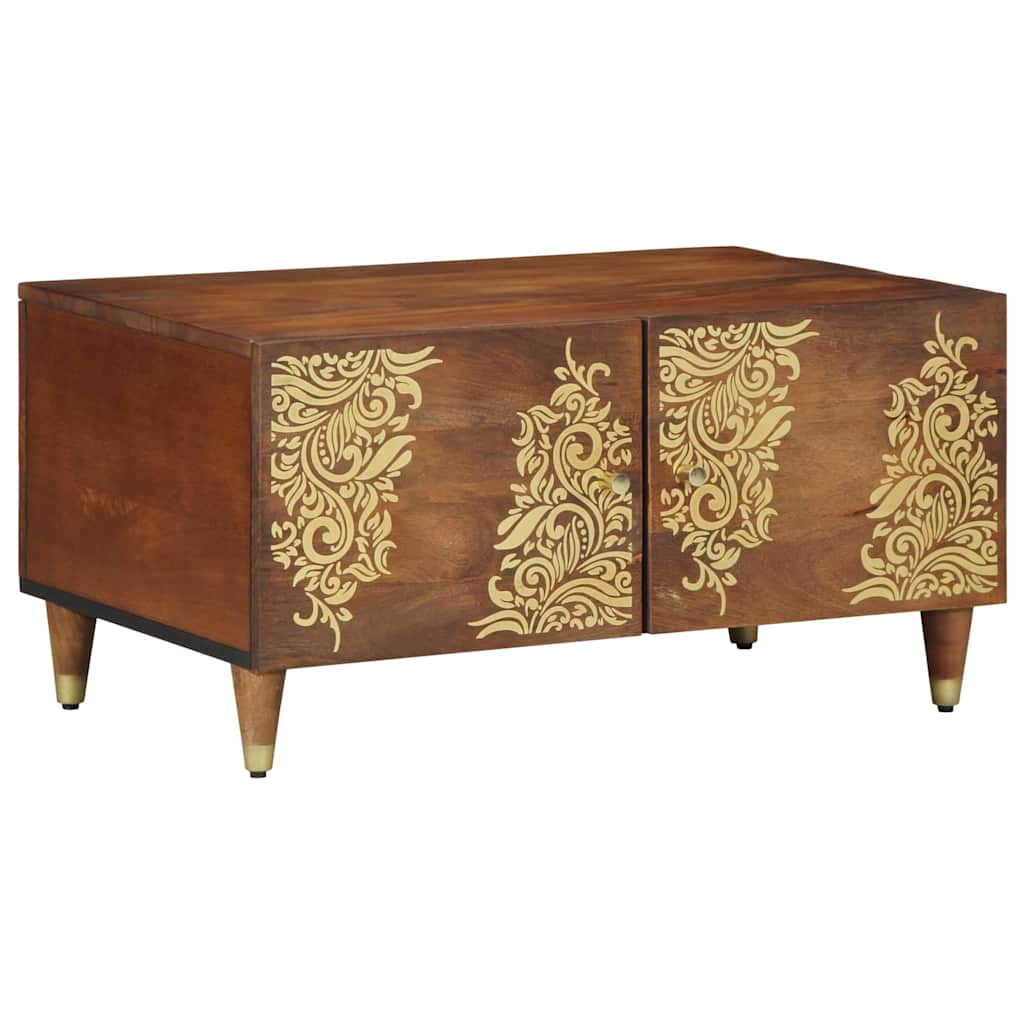 Table basse marron miel 80 x 50 x 40 cm bois de manguier massif - XIOS