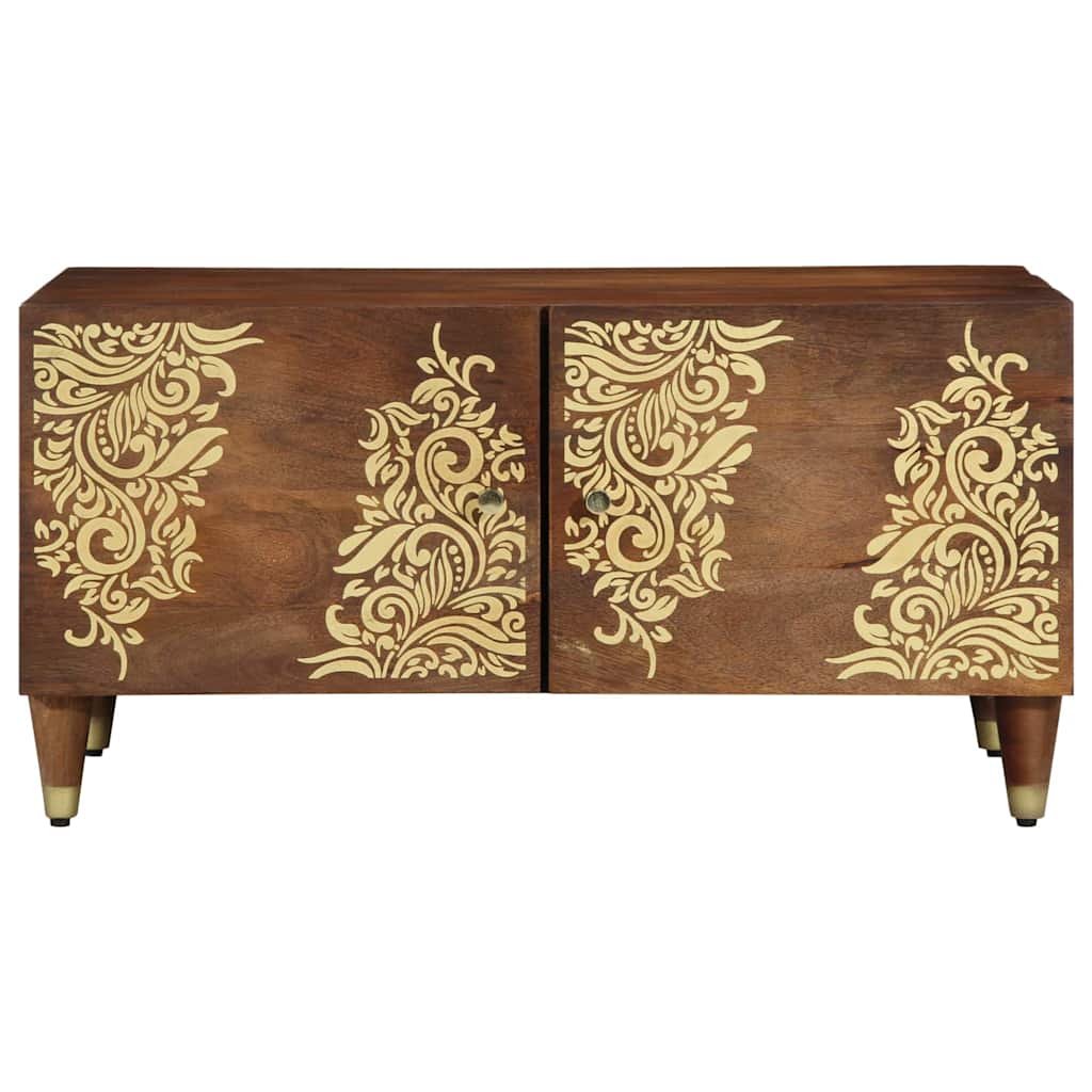 Table basse marron miel 80 x 50 x 40 cm bois de manguier massif - XIOS