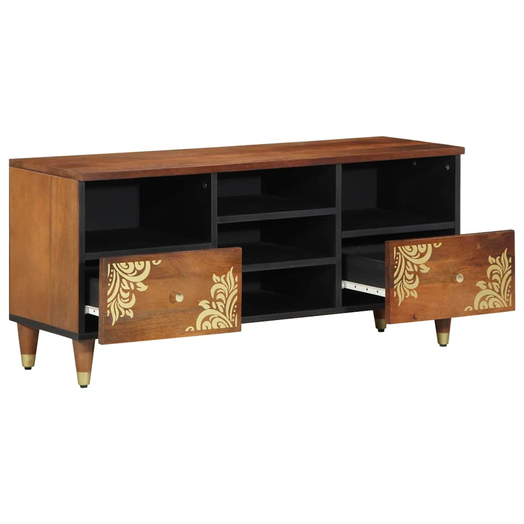 Meuble TV Marron 100 x 33.5 x 46 cm Bois de manguier massif - XIOS