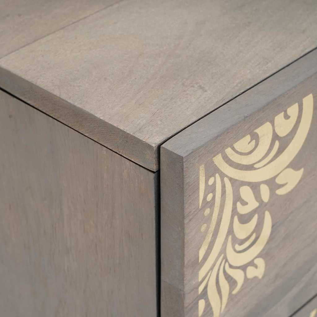 Cabinet de chevet Gris 40 x 33 x 46 cm Bois de mangue massif - XIOS