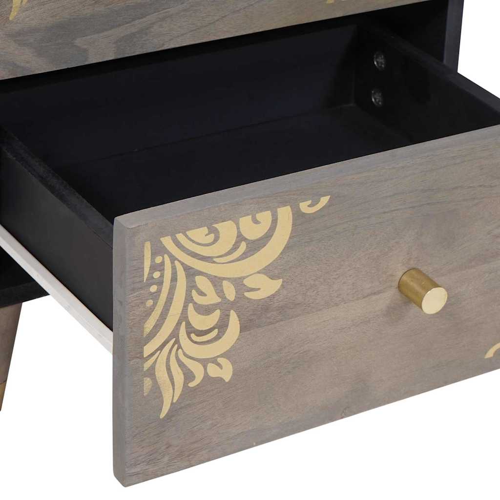 Cabinet de chevet Gris 40 x 33 x 46 cm Bois de mangue massif - XIOS