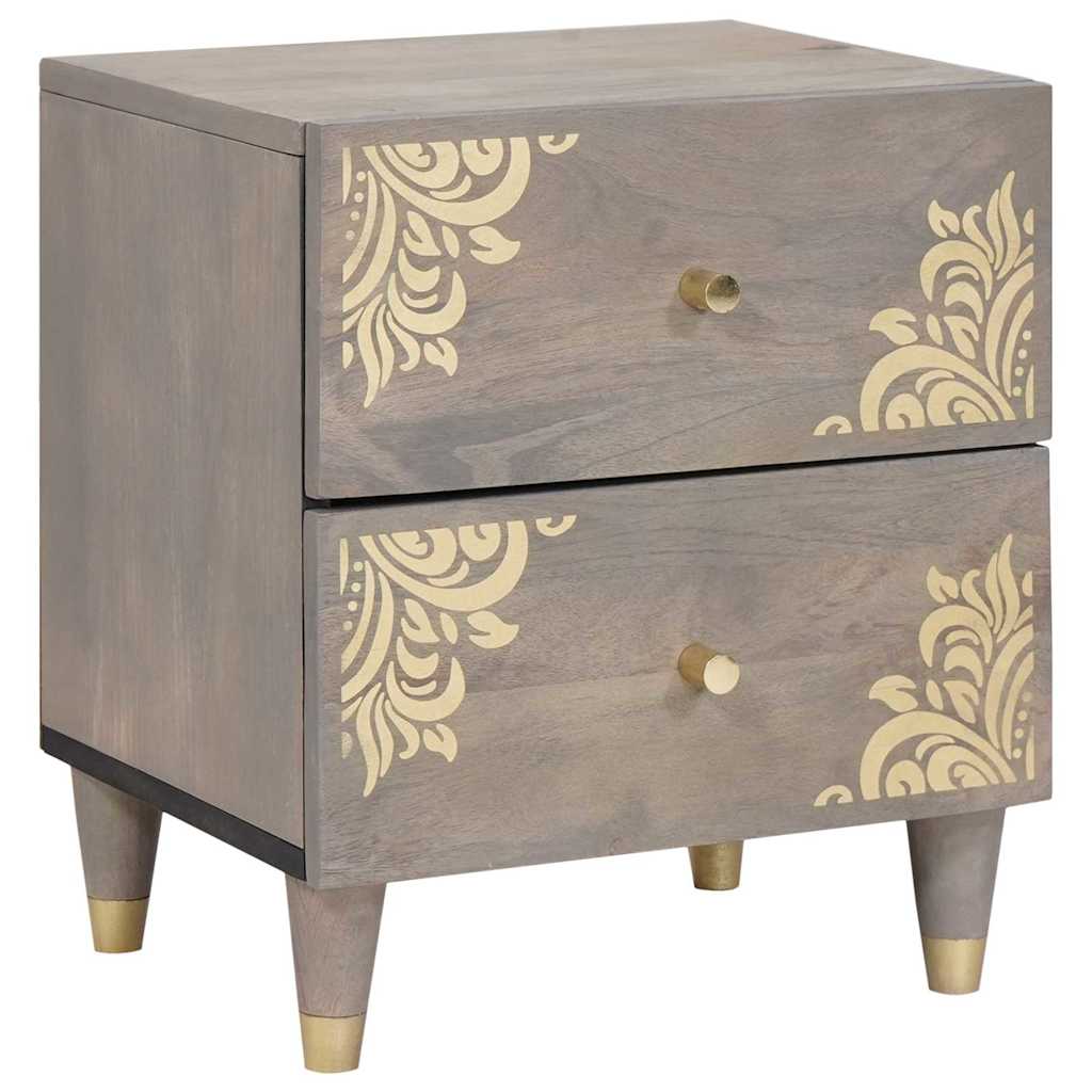 Cabinet de chevet Gris 40 x 33 x 46 cm Bois de mangue massif - XIOS