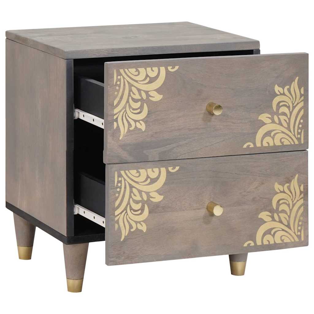 Cabinet de chevet Gris 40 x 33 x 46 cm Bois de mangue massif - XIOS